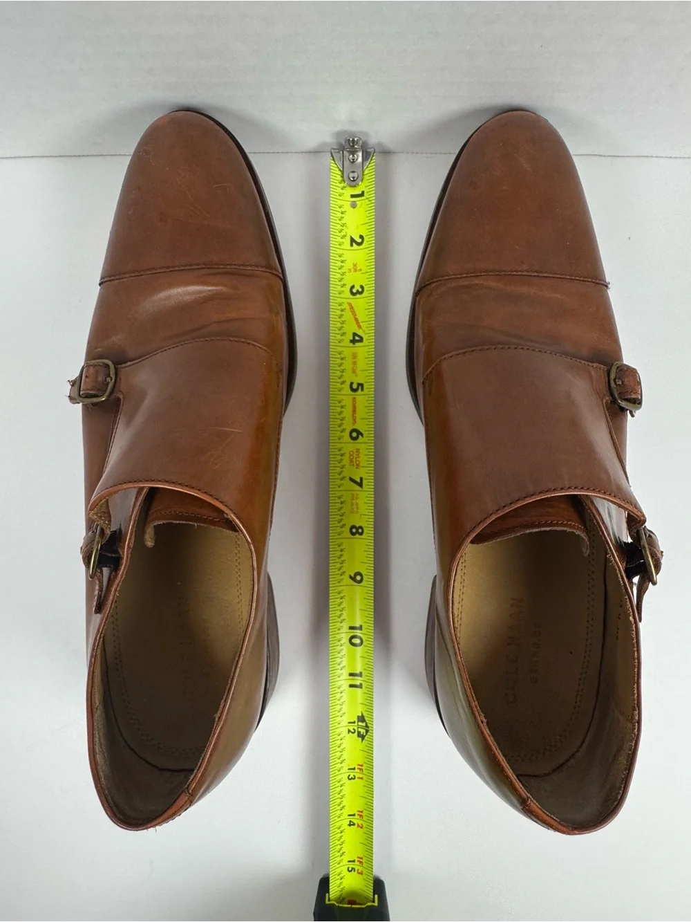 Cole Haan Grand OS Mens 11 Double Monk Strap British Tan Leather Shoes Dress